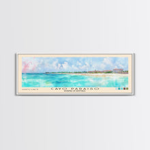 Cargar imagen en el visor de la galería, Cayo Paraiso, Dominican Republic Watercolor Beach Print, Vacation Gift, Dominican Republic Wall Art, Framed Canvas Print, Framed Beach Painting
