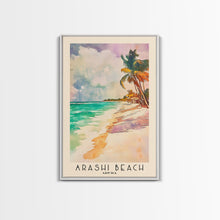 Carregar imagem no visualizador da galeria, Arashi Beach, Aruba Watercolor Beach Print, Vacation Gift, Aruba Wall Art, Framed Canvas Print, Framed Beach Painting
