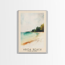 Load image into Gallery viewer, Aroa Beach, Cook Islands Watercolor Print, Vacation Gift, Cook Islands Wall Art, Beach Painting, Beach Decor, Large Wall Art, Wood Frame Art
