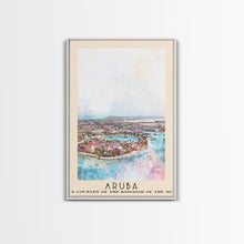 Carregar imagem no visualizador da galeria, Aruba, autonomous country of the Kingdom of the Netherlands Watercolor Beach Print, Vacation Gift, autonomous country of the Kingdom of the Netherlands Wall Art, Framed Canvas Print, Framed Beach Painting

