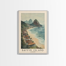 Load image into Gallery viewer, Baffin Island, Canada Watercolor Print, Vacation Gift, Canada Wall Art, Beach Painting, Beach Decor, Large Wall Art, Wood Frame Art
