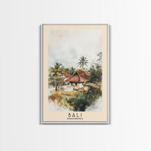 Load image into Gallery viewer, Bali, Indonesia Watercolor Print, Vacation Gift, Indonesia Wall Art, Beach Painting, Beach Decor, Large Wall Art, Wood Frame Art
