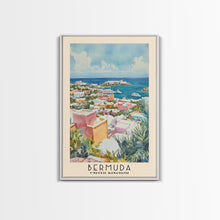 Load image into Gallery viewer, Bermuda, United Kingdom Watercolor Beach Print, Vacation Gift, United Kingdom Wall Art, Framed Canvas Print, Framed Beach Painting
