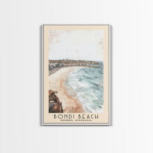 Load image into Gallery viewer, Bondi Beach, Sydney, Australia Watercolor Print, Vacation Gift, Sydney, Australia Wall Art, Beach Painting, Beach Decor, Large Wall Art, Wood Frame Art
