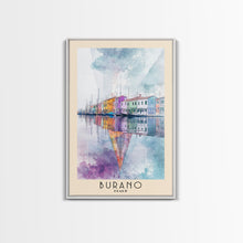 Load image into Gallery viewer, Burano, Italy Watercolor Print, Vacation Gift, Italy Wall Art, Beach Painting, Beach Decor, Large Wall Art, Wood Frame Art
