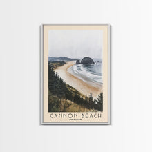 Carregar imagem no visualizador da galeria, Cannon Beach, Oregon Watercolor Beach Print, Vacation Gift, Oregon Wall Art, Framed Canvas Print, Framed Beach Painting
