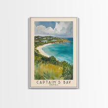 Load image into Gallery viewer, Captain&#39;s Bay, Anguila Watercolor Print, Vacation Gift, Anguila Wall Art, Beach Painting, Beach Decor, Large Wall Art, Wood Frame Art
