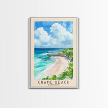 Load image into Gallery viewer, Crane Beach, Barbados Watercolor Beach Print, Vacation Gift, Barbados Wall Art, Framed Canvas Print, Framed Beach Painting
