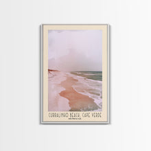 Load image into Gallery viewer, Curralinho Beach, Cape Verde, Senegal Watercolor Print, Vacation Gift, Senegal Wall Art, Beach Painting, Beach Decor, Large Wall Art, Wood Frame Art
