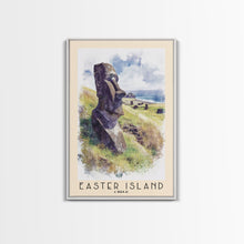 Load image into Gallery viewer, Easter Island, Chile Watercolor Beach Print, Vacation Gift, Chile Wall Art, Beach Painting, Beach Decor, Beach Painting
