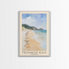 Load image into Gallery viewer, Freshwater Beach, Australia Watercolor Beach Print, Vacation Gift, Australia Wall Art, Framed Canvas Print, Framed Beach Painting

