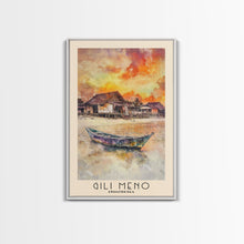 Load image into Gallery viewer, Gili Meno, Indonesia Watercolor Print, Vacation Gift, Indonesia Wall Art, Beach Painting, Beach Decor, Large Wall Art, Wood Frame Art
