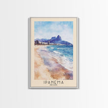 Load image into Gallery viewer, Ipanema, Brazil Watercolor Print, Vacation Gift, Brazil Wall Art, Beach Painting, Beach Decor, Large Wall Art, Wood Frame Art
