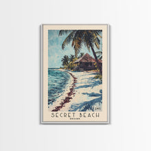 Load image into Gallery viewer, Secret Beach, Belize Watercolor Print, Vacation Gift, Belize Wall Art, Beach Painting, Beach Decor, Large Wall Art, Wood Frame Art
