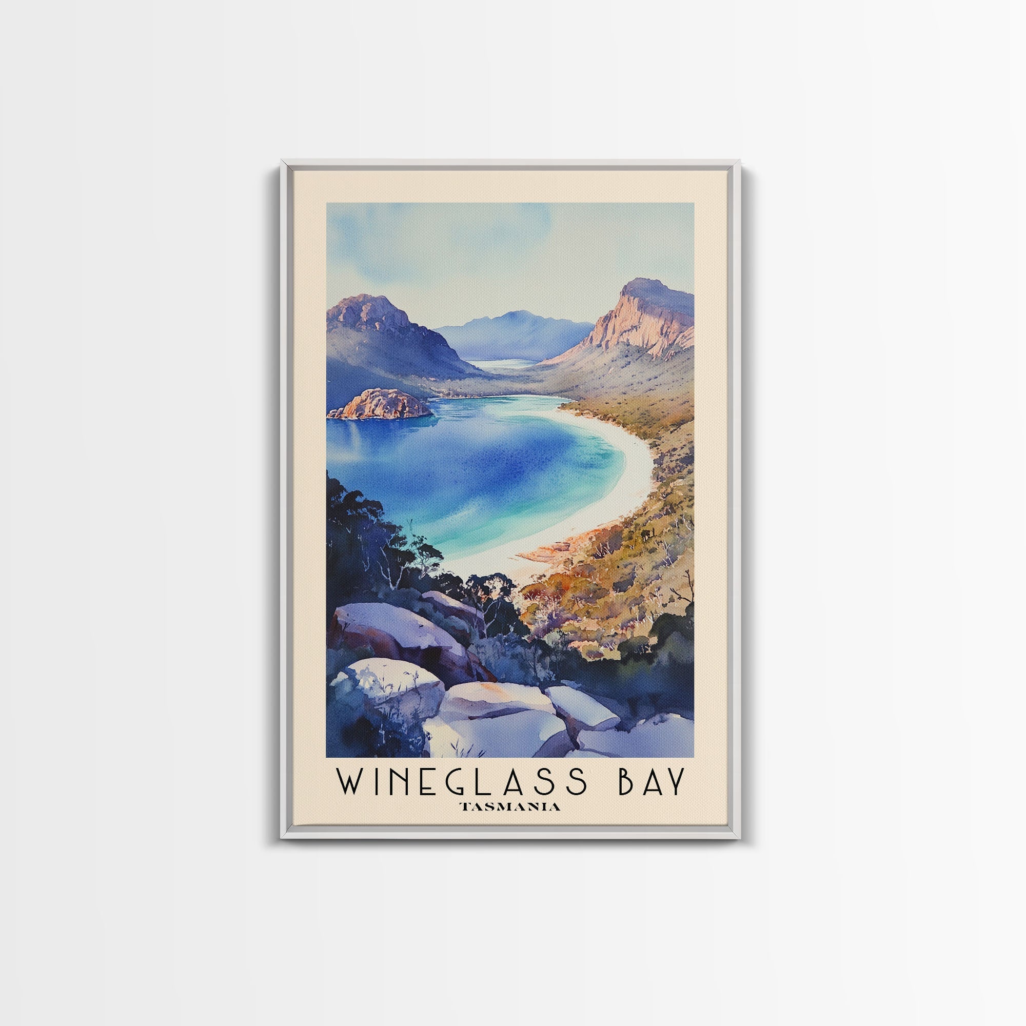 Wineglass Bay, Tasmania Watercolor Beach Print, Vacation Gift, Tasmani