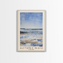Load image into Gallery viewer, Álftanes Beach, Iceland Watercolor Print, Vacation Gift, Iceland Wall Art, Beach Painting, Beach Decor, Large Wall Art, Wood Frame Art
