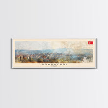 Carregar imagem no visualizador da galeria, Adapazar Turkey Panoramic Travel Poster, Framed Canvas Print or Metal Wall Art, Travel Art, Home Decor, Panoramic Painting, Midcentury Art
