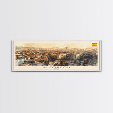 Carregar imagem no visualizador da galeria, Alcorcón Spain Panoramic Travel Poster, Framed Canvas Print or Metal Wall Art, Travel Art, Home Decor, Panoramic Painting, Midcentury Art
