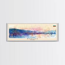 Carregar imagem no visualizador da galeria, Burgas Bulgaria Panoramic Travel Poster, Framed Canvas Print or Metal Wall Art, Travel Art, Home Decor, Panoramic Painting, Midcentury Art
