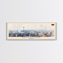 Load image into Gallery viewer, Dusseldorf Germany Travel Art, City Art, Framed Canvas Print or Metal Wall Art, Europe Travel Poster, Panoramic Wall Art, Extra Wide Wall Art
