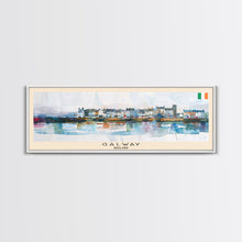 Carregar imagem no visualizador da galeria, Galway Ireland Panoramic Travel Poster, Framed Canvas Print or Metal Wall Art, Travel Art, Home Decor, Panoramic Painting, Midcentury Art
