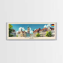 Carregar imagem no visualizador da galeria, Augsburg Germany Panoramic Travel Poster, Framed Canvas Print or Metal Wall Art, Travel Art, Home Decor, Panoramic Painting, Midcentury Art
