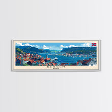 Load image into Gallery viewer, Bergen Norway Wall Art, Panoramic Travel Poster, Panoramic Framed Canvas Print, City Wall Art, Wall Hanging Home Decor, Travel Art

