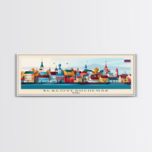 Load image into Gallery viewer, Blagoveshchensk Russia Travel Art, City Art, Framed Canvas Print or Metal Wall Art, Europe Travel Poster, Panoramic Wall Art, Extra Wide Wall Art
