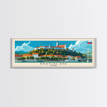 Load image into Gallery viewer, Bratislava Slovakia Wall Art, Panoramic Travel Poster, Panoramic Framed Canvas Print, City Wall Art, Wall Hanging Home Decor, Travel Art
