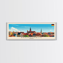 Load image into Gallery viewer, Braunschweig Germany Travel Art, City Art, Framed Canvas Print or Metal Wall Art, Europe Travel Poster, Panoramic Wall Art, Extra Wide Wall Art

