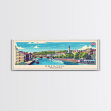 Carregar imagem no visualizador da galeria, Bristol United Kingdom Panoramic Travel Poster, Framed Canvas Print or Metal Wall Art, Travel Art, Home Decor, Panoramic Painting, Midcentury Art
