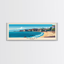 Carregar imagem no visualizador da galeria, Burgas Bulgaria Panoramic Travel Poster, Framed Canvas Print or Metal Wall Art, Travel Art, Home Decor, Panoramic Painting, Midcentury Art
