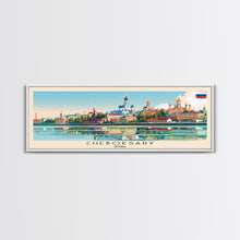 Cargar imagen en el visor de la galería, Cheboksary Russia Travel Art, City Art, Framed Canvas Print or Metal Wall Art, Europe Travel Poster, Panoramic Wall Art, Extra Wide Wall Art

