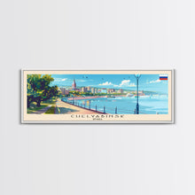 Cargar imagen en el visor de la galería, Chelyabinsk Russia Panoramic Travel Poster, Framed Canvas Print or Metal Wall Art, Travel Art, Home Decor, Panoramic Painting, Midcentury Art
