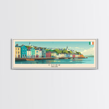 Load image into Gallery viewer, Cork Ireland Panoramic Travel Poster, Framed Canvas Print or Metal Wall Art, Travel Art, Home Decor, Panoramic Painting, Midcentury Art
