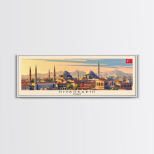 Load image into Gallery viewer, Diyarbakr Turkey Panoramic Travel Poster, Framed Canvas Print or Metal Wall Art, Travel Art, Home Decor, Panoramic Painting, Midcentury Art

