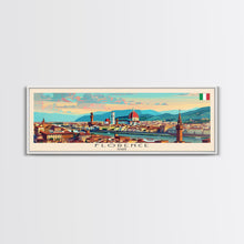 Carregar imagem no visualizador da galeria, Florence Italy Panoramic Travel Poster, Framed Canvas Print or Metal Wall Art, Travel Art, Home Decor, Panoramic Painting, Midcentury Art

