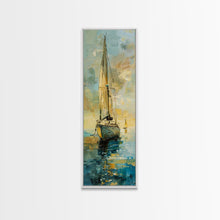 Load image into Gallery viewer, Framed Sailboat Canvas Art Print Framed, Sailboat Painting, Nautical Wall Art for Beach House, Large Wall Art Print for Him, Coastal Art

