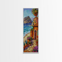 Load image into Gallery viewer, Coastal Printed Canvas Painting Framed, White Framed Wall Art of Hawaii Coast, Housewarming Gift for Her, Tall Narrow Wall Art, Modern Art
