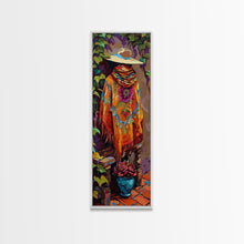 Carregar imagem no visualizador da galeria, Abstract Southwest Mexican Inspired Framed Oversized Vertical Art Print, Jalisco Style Canvas Painting Framed, Colorful Rustic Spanish Art
