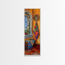 Load image into Gallery viewer, Framed and Printed Canvas Art of Mexican Hacienda, Still Life Botanical Wall Art, Tall Narrow Wall Art for Living Room, Entryway Wall Decor
