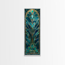 Carregar imagem no visualizador da galeria, Art Deco Stained Glass Print, Framed Canvas, Wood Frame Wall Art, Retro Style Decor, Roaring 20s Inspired Wall Art
