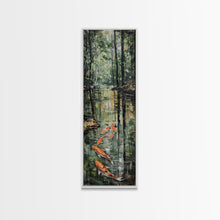 Load image into Gallery viewer, Elegant Koi Fish Swimming Serene Water Garden Nature Art Framed Canvas Print Tall Art Japanese Style Art
