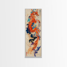 Load image into Gallery viewer, Majestic Red Dragon Soars Skinny Art Tall Art Japanese Ukiyo-e Inspired Mythical Creature Framed Canvas Print

