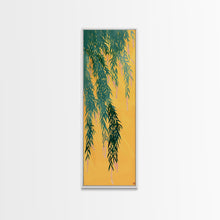 Load image into Gallery viewer, Japanese Skinny Art of Wisteria Hanging Over a Golden Background – Framed Canvas Print
