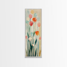 Carregar imagem no visualizador da galeria, Abstract Tulips, Pastel Colors, Japanese Art, Skinny Art, Tall Art, Framed Canvas Print, Ukiyo-e Style
