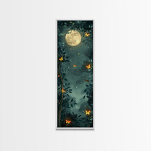Carregar imagem no visualizador da galeria, Full Moon And Butterflies In A Night Forest Japanese Style Framed Canvas Print, Wall Art Ready To Hang For Your Home
