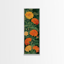 Load image into Gallery viewer, Delicate Pastel Flowers on Tall Stems Framed Canvas Print - Japanese Art Skinny Wall Décor
