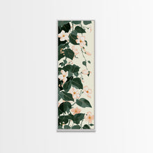 Load image into Gallery viewer, Creamy White Blossoms with Deep Green Leaves Overlapping on a Soft Background Ukiyo-e Art Japanese Framed Canvas Print Skinny Tall Art
