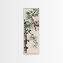 Carregar imagem no visualizador da galeria, Canvas Print Sparrow Perched On Pine Tree Branch, Subtle And Serene Japanese Nature Scene For Tranquil Home Decor, Wall Decoration
